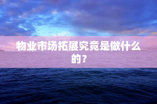 物业市场拓展究竟是做什么的？