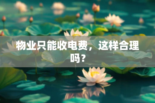 物业只能收电费，这样合理吗？