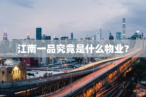 江南一品究竟是什么物业？