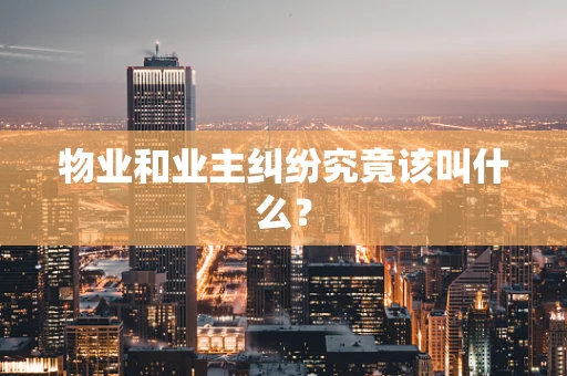 物业和业主纠纷究竟该叫什么？