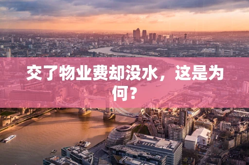 交了物业费却没水，这是为何？