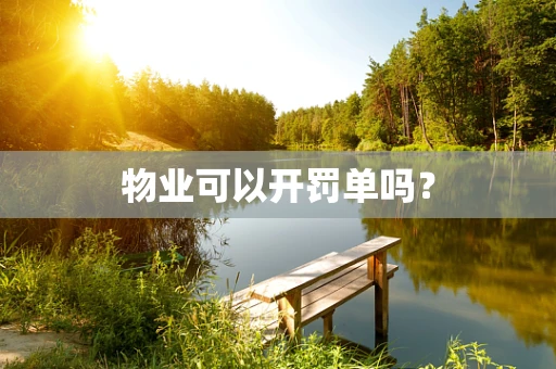 物业可以开罚单吗？